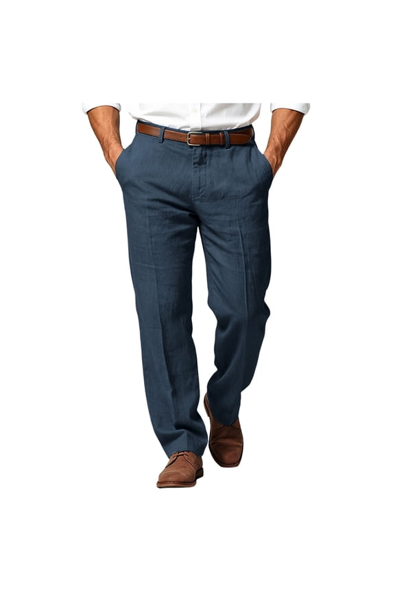 Casual Mens Pants Men's Vintage Classic Fit Stretch Twill Pants Navy,L