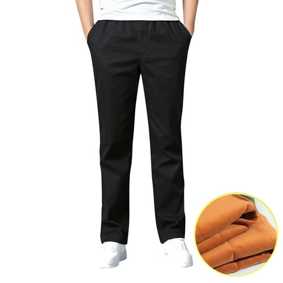 Akiihool Casual Summer Pants Men Men's Fit Pocket Stretch Twill Pants (Black,3XL)