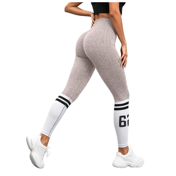 Akiihool Casual Yoga Pants for Women Yoga Leggings for Women High Waisted Tummy Control Yoga Pants with Pockets (Khaki,S)