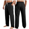 thumbnail image 1 of Akiihool Chino Mens Pants Men's Pants Casual Elastic Waist Drawstring Yoga Trousers Black,L, 1 of 9