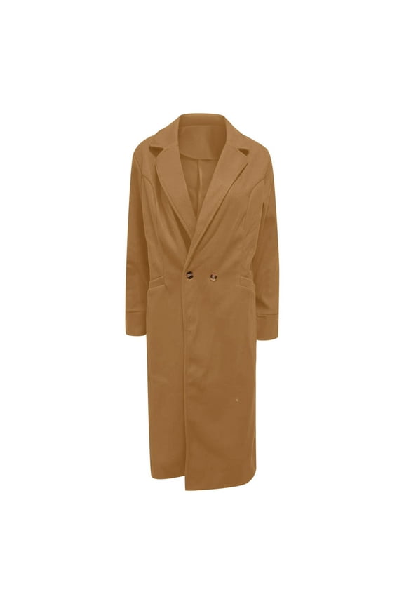 Coat for Womens Fashion Women's Plus Size Long Sleeve Shacket Jacket Button Down Trench Coat Long Sleeve Shirts With Pockets (Khaki,M)