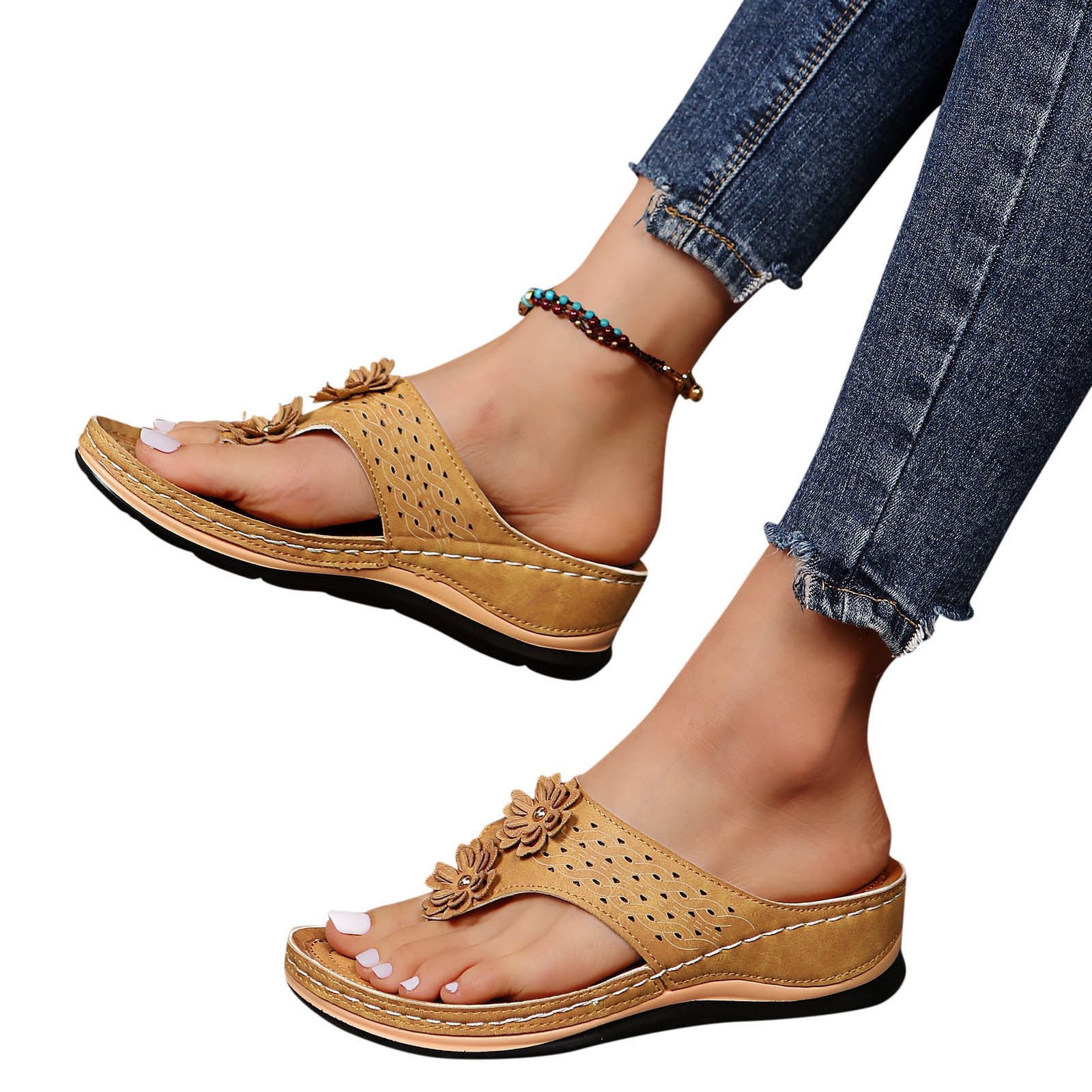 Akiihool Comfortable Sandals for Women Womens Comfortable Cute Flat ...