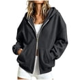 thumbnail image 1 of Akiihool Cropped Hoodies for Women Women's Zip Up Hoodie Cropped Sweatshirt Soft Comfy Casual Jacket Workout & Daily Wear Cute Y2K Clothes Fall Spring Black,S, 1 of 6