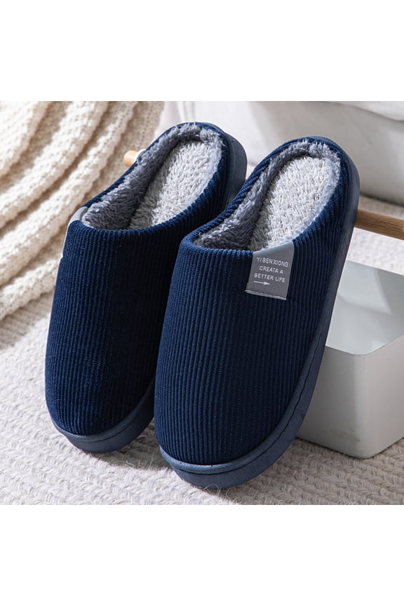 Cute Slippers for Men Mens Slides Fuzzy Slippers Open Toe Fluffy Slippers Men House Shoes (Navy,10)