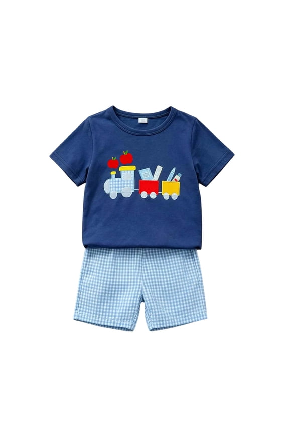 Cute Toddler Boy Outfits Toddler Boy Clothes Summer Outfits Kids Short Sleeve T-Shirt and Shorts 2 Piece Set 2-7 Years(Blue,5-6 Years)