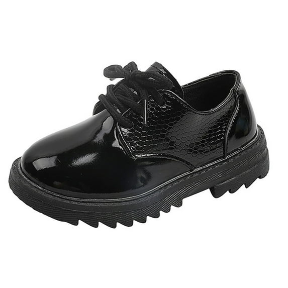 Akiihool Dress Shoes for Boys Boy's Girl's Lace-Up School Uniform Shoes Comfort Oxford Dress Shoes (Toddler/Little Kid/Big Kid) (Black,4-4.5 Years)