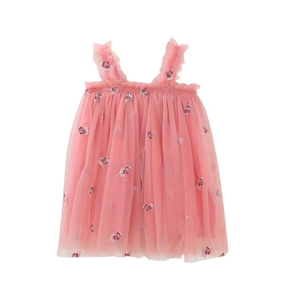 Akiihool Dresses For Girls Girls Summer Dress Short Sleeve Cold Shoulder Solid Color Swing Casual Dresses with Pockets (J,3-4 Years)