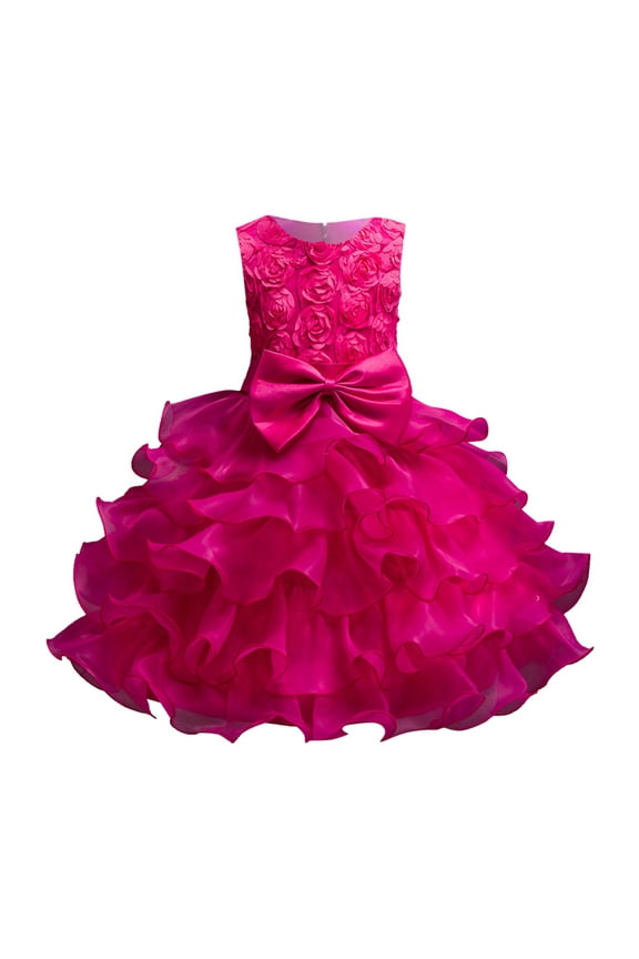 Dresses For Girls Princess Frozen Ariel Cinderella Aurora Belle Christmas Girls Dress Toddler to Little Kid (Hot Pink,4-5 Years)