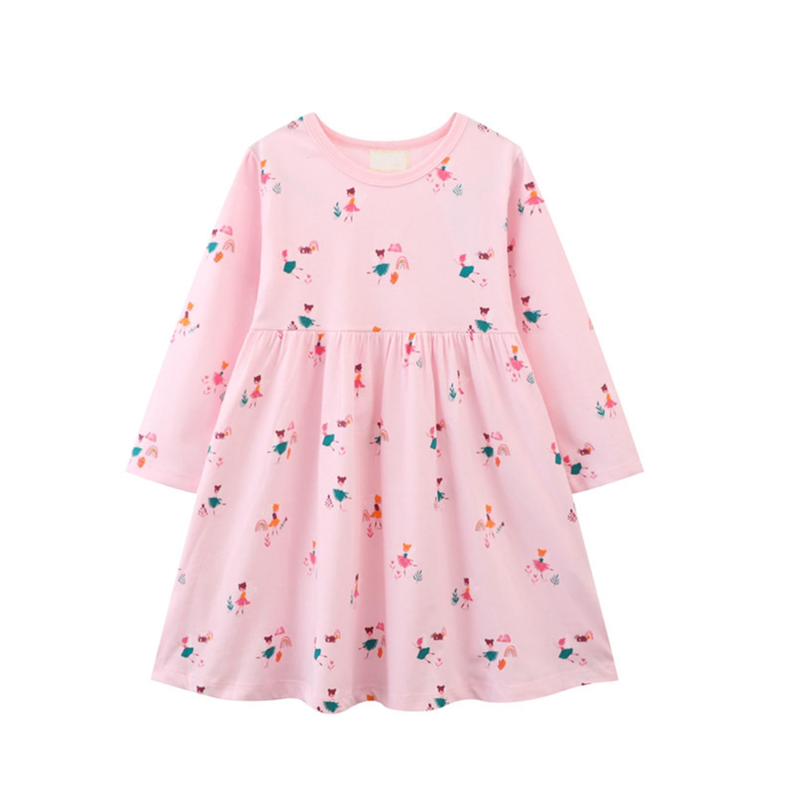 Akiihool Dresses for Teens Girl Long Sleeve Dress Kid Solid Ruffle