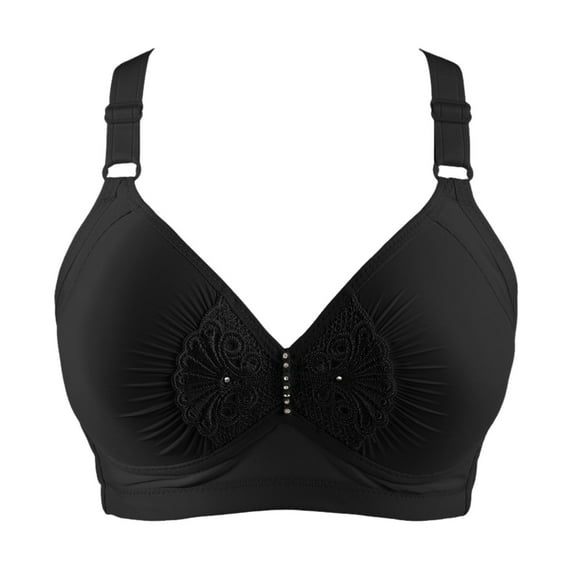 Akiihool Everyday Bras for Women Women's Minimizer Bras Comfort Cushion Strap Wirefree Full Coverage Large Bust Bra (Black,40)