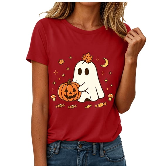 Akiihool Fall Graphic Tees for Women Halloween Shirts Womens Witch Tshirts They Missed One Shirt Spooky Tee Tops (Red,2XL)