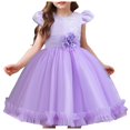 thumbnail image 1 of Akiihool Flower Girl Dress Flower Girl Dress A-Line Floral Embroidered Tulle Sleeveless Girl Dresses for Wedding Garden Birthday Party Daily(Purple,7-9Years), 1 of 9