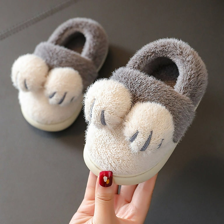 Akiihool Fuzzy Slippers for Girls Kids Slippers Toddler House Slippers Slip on Baby Sock Shoes Lightweight Outdoor Walking Shoes Grey 9 Walmart