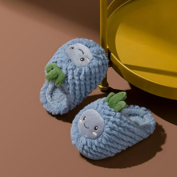 Akiihool Fuzzy Slippers for Girls Warm Soft Boot Slipper Non-Slip House Shoes Anti-slip Fuzzy House Slippers Shoes for Indoor Outdoor (Blue,9.5)