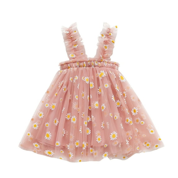 Akiihool Girl Dresses Girls Floral Dress Toddler Tea Party Dress Little Girl Birthday Dress (Pink,2-3 Years)