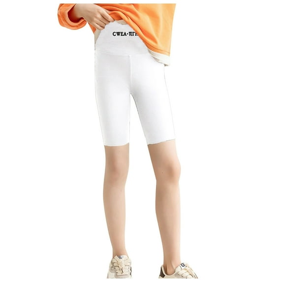 Akiihool Girl Shorts Girls Bike Shorts Cartwheel Shorts Kids Basic Cotton Under Dress Shorts Biker Shorts for Running Dance (White,3-4 Years)