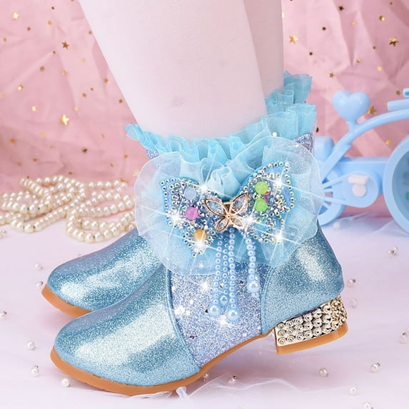 Akiihool Girl's Boots Baby Boy Girl High Top Shoes Anti-Slip Toddler Boots Walking Shoes (Blue,13)