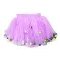 thumbnail image 1 of Akiihool Girl's Tutu Layered Princess Skirt with Pom Pom Puff Balls for Little Toddler Girls, Purple Size 90, 1 of 4