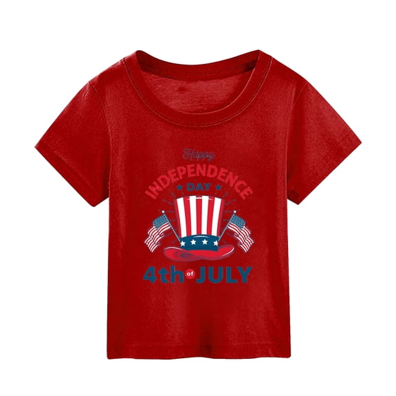 Akiihool Girls American Flag T-Shirt Kid 4th of July T-Shirts Girls American Flag Shirt Patriotic Top Short Sleeve Tees (Red,9-10 Years)