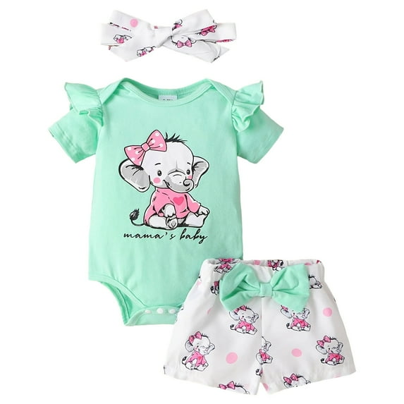 Akiihool Girls Bodysuit Unisex Baby Short Sleeve Bodysuits Multiple pieces (Green,6-9 Months)