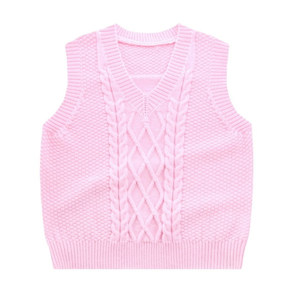 Akiihool Girls Boys Toddlers' Uniform Cotton V-Neck Sweater Vest Childrens Kids Sleeveless Winter Vest Knit Pullover (Navy,6-7 Years)