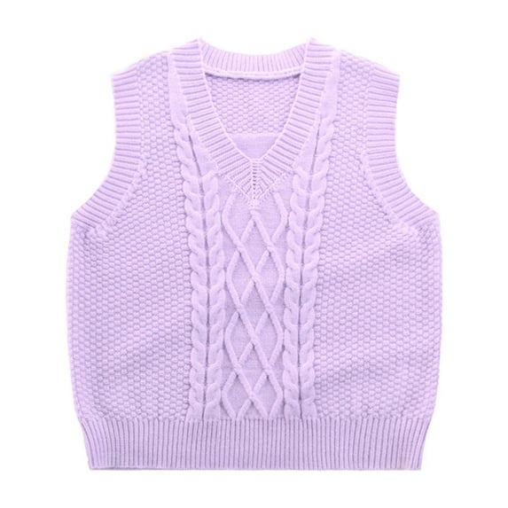 Akiihool Girls Boys Toddlers' Uniform Cotton V-Neck Sweater Vest Childrens Kids Sleeveless Winter Vest Knit Pullover (White,5-6 Years)