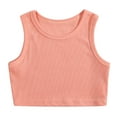 thumbnail image 1 of Akiihool Girls Camisole Girl's Casual Solid Sleeveless Round Neck Slim Fit Basic Crop Tank Top(Pink,2-3 Years), 1 of 5