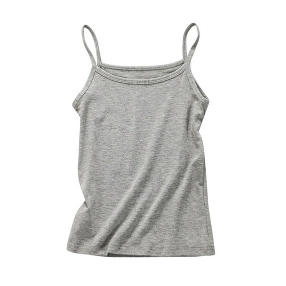 Akiihool Girls Camisole Girls Criss Cross Back Tank Tops Soft Cotton Sleeveless Shirts(Grey,7-8 Years)