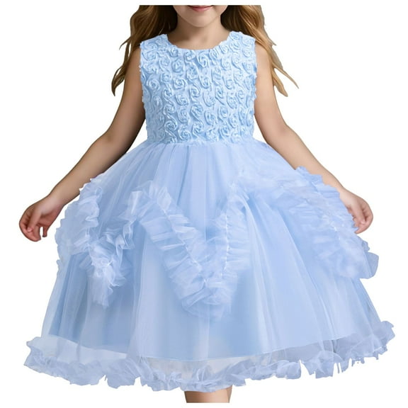 Akiihool Girls Dress Children's Sequin Dress Big Bow Princess Dress Girl Flower Girl Dress(Blue,24-36 Months)