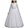 thumbnail image 1 of Akiihool Girls Dress Kids Toddler Girls Solid Spring Winter Lace Long Sleeve Tulle Dress Clothes Wedding Flower Girl(White,8-10 Years), 1 of 9