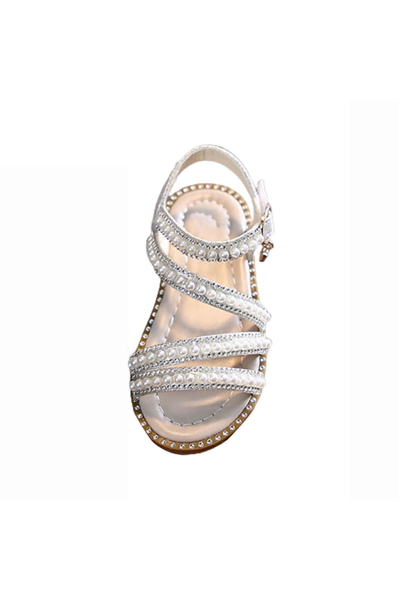 Girls Dress Sandals Girls Sandals Glitter Two Strapped Casual Open Toe Sandals (Pink,7)