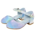 thumbnail image 1 of Akiihool Girls Dress Shoes Girls Dress Shoes Closed Toe Low Heels Ankle Strap Pumps for Toddler Little Big Kid Flower Party Wedding Princess(Blue,36), 1 of 9