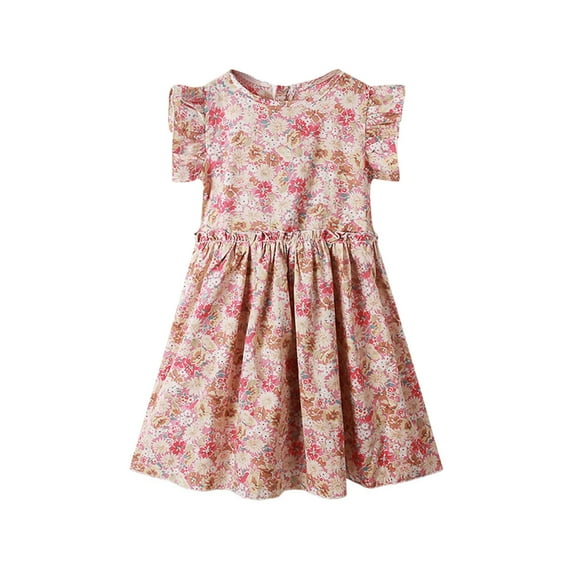 Akiihool Girls Dresses Toddler Girl Short Sleeve Dress Easter Summer Casual Cotton Stripe Dress Basic Active Cute Applique Playwear Dress (Red,8-9 Years)