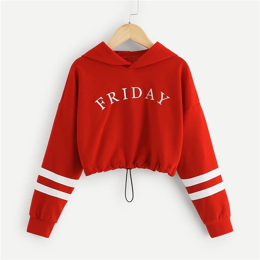 Akiihool Girls Hoodie Sweatshirts for Girls Little Girl s Pullover Crop Tops for Teen Girls Long Sleeve Sweater Red 10 11 Years Walmart