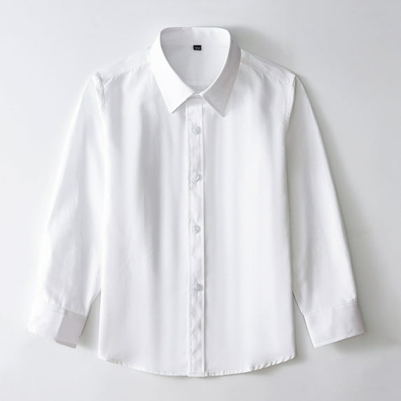 Akiihool Girls Long Sleeve Oxford School Uniform Button Down Shirt (White,4-5 Years)