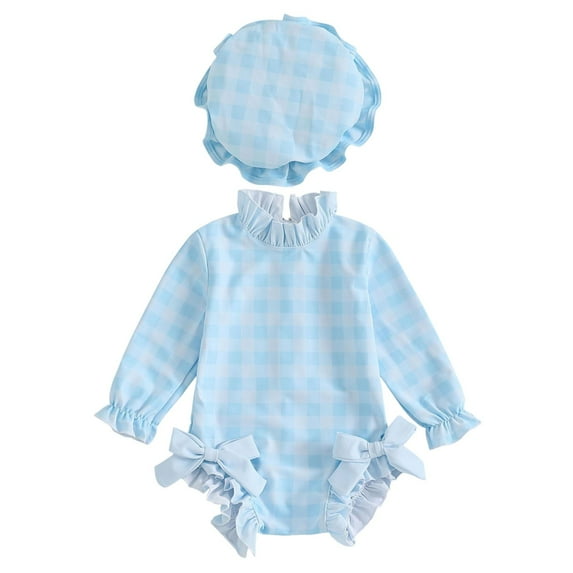 Akiihool Girls One Piece Bathing Suit Girls Swimsuit Bikini with Quick Dry (Blue,0-3 Months)