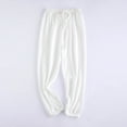 thumbnail image 1 of Akiihool Girls Pant Girls' Adjustable Waist Stretch Functional Pockets Elastic Waistband and Drawstring Closure (White,2-3 Years), 1 of 2