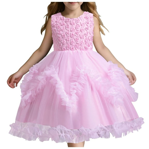 Akiihool Girls Sequin Dress Flower Girl's Dress Princess Puffy Tulle Dresses Bridesmaid Wedding Communion Birthday Party Pageant Maxi Prom Gown for Kids(Red,8-9 Years)