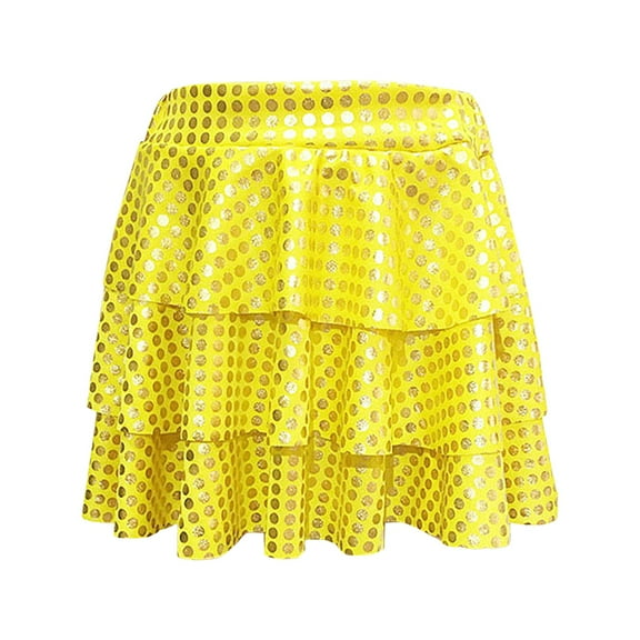 Akiihool Girls Skirts Girls Tutu Skirt Rainbow Toddler Tulle Ballet Dance Skirt (Gold,5-6 Years)