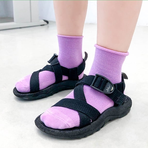 Akiihool Girls' Sock Girls and Toddlers' Ankle Cotton Short Socks (Purple,6-8 Years)