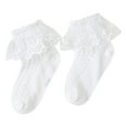 thumbnail image 1 of Akiihool Girls Socks Eyelet Lace Sock Ruffled Dress Socks, White S, 1 of 4