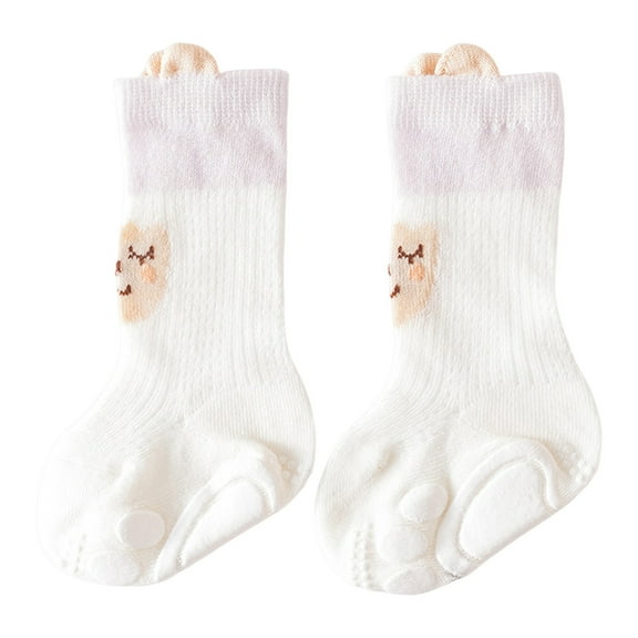 Akiihool Girls Socks Girls Cool Comfort Cotton Uniform Turn Sock (White,6-12 Months)