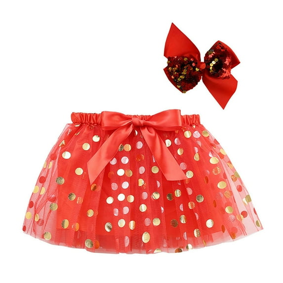Akiihool Girls Tutu Skirt Girls Tutu Skirts Layered Tulle Princess Skirt Tutu (Red,6-7 Years)