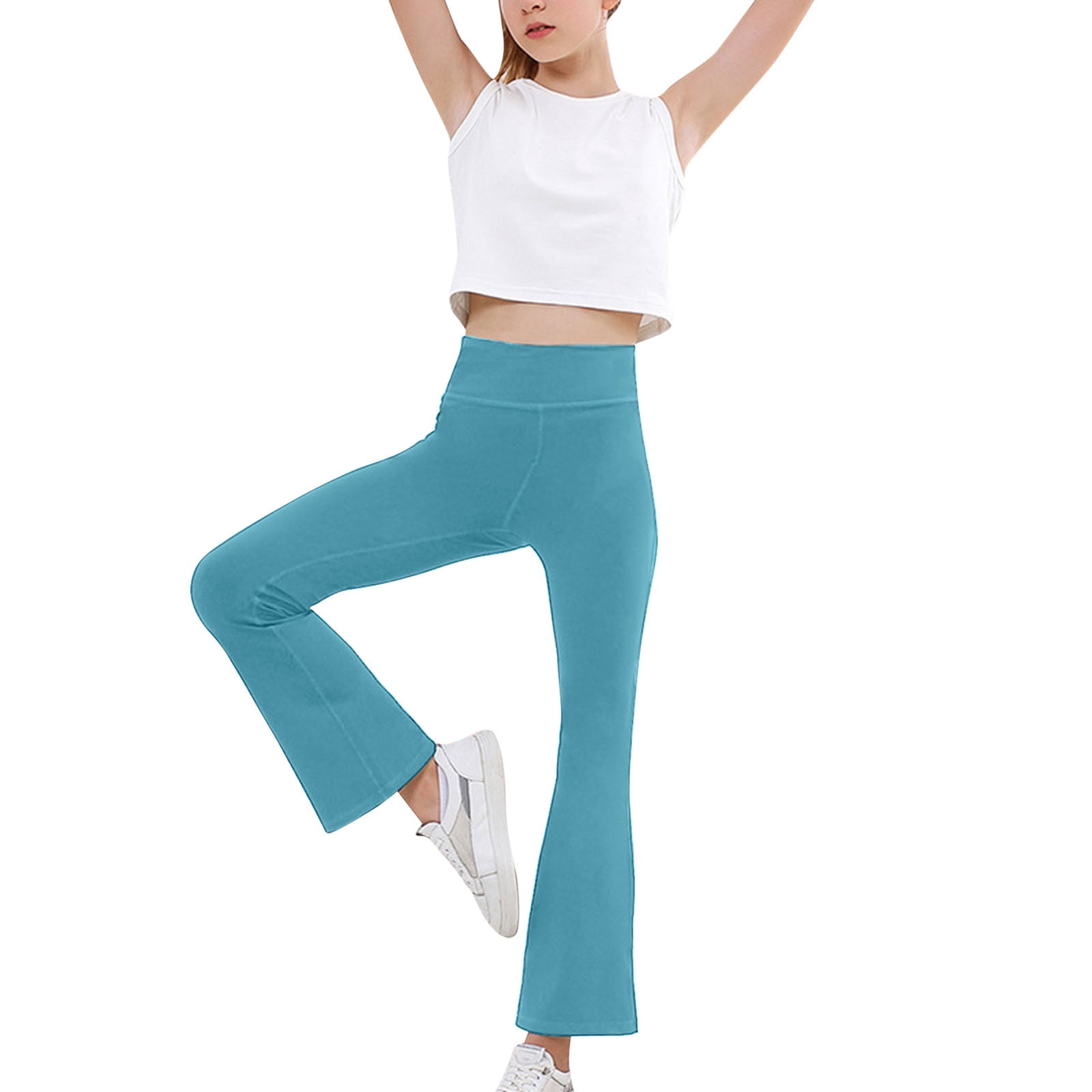 Akiihool Pant for Girls Girls' School Uniform Bootcut Pants for Kids Loose  Street Hop Dance (Black,7-8 Years)