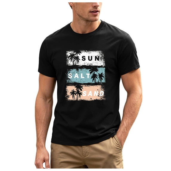 Akiihool Graphic T Shirts for Men Men's Short Sleeve T-Shirts Crew Neck Casual Summer T Shirts Basic Tee Shirt Black,S