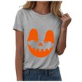thumbnail image 1 of Akiihool Halloween Tshirt Ghost Halloween T-Shirt for Women Cute Ghost Cat Graphic Tee Spooky Season Shirt Vintage Short Sleeve Casual Fall Tops Grey,L, 1 of 8