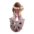 thumbnail image 1 of Akiihool Heels for Girls Girls Sandals Little Kids Glitter Bow Dress Shoes Low Heel Sequins Princess Sandals Toddler Flower Wedding Party Shoes(Pink,24), 1 of 5