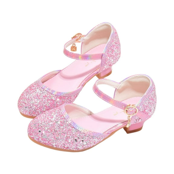 Akiihool Heels for Kids Girls Girl's Dress Shoes Mary Jane Wedding Party Princess Shoes for Toddler/Little/Big Kids (Pink,1.5)