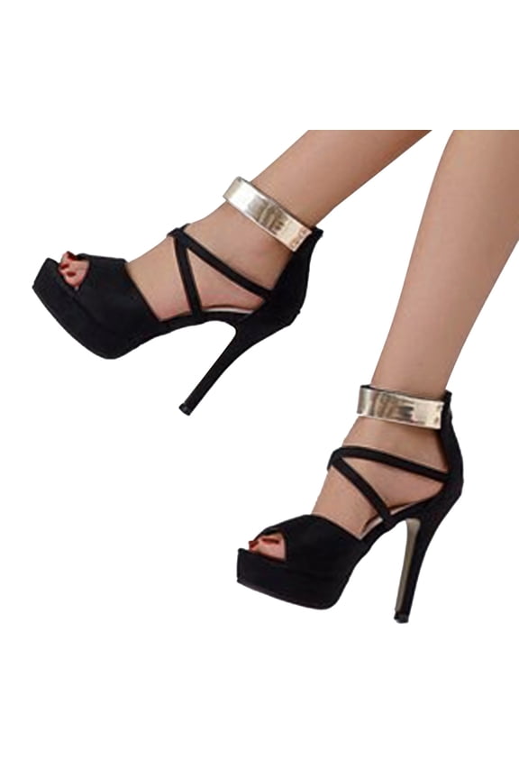 High Heels for Women Women's Open Toe Pump Heel Sandals (Black,8.5)
