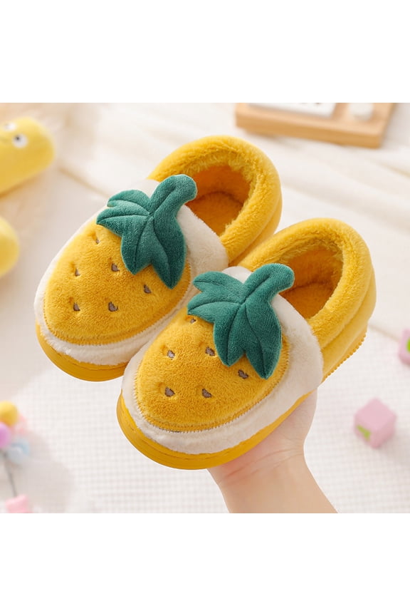 House Shoes for Kids Toddler Slippers Girl Boy House Slipper Kids Winter Slipper Warm Slippers Soft Indoor Girls Boys Slipper (Yellow,2.5)
